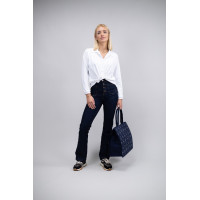 Jean Flare Harcour Juvo Rohes Leder Marineblau