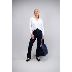 Jean Flare Harcour Juvo Rohes Leder Marineblau