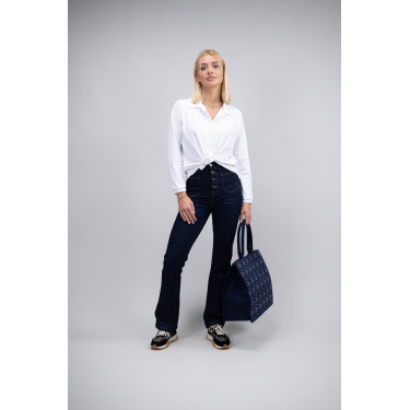 Jean Flare Harcour Juvo Rohes Leder Marineblau