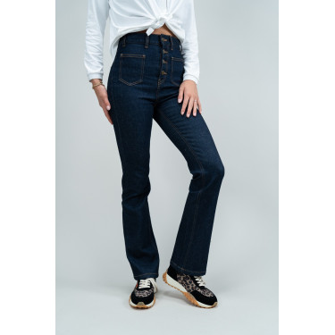 Jean Flare Harcour Juvo Rohes Leder Marineblau