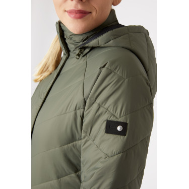 Aurora Damen-Daunenjacke Horze mit abnehmbarem Rock Grüner Käfer Aurora Damen-Daunenjacke Horze mit abnehmbarem Rock Grüner Käfer