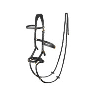 Kombiniertes Reithalfter Orlando Horze bitless aus Leder Schwarz