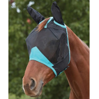 Masque anti-mouches Weatherbeeta ComFiTec Deluxe Fine Mesh avec oreilles Noir / turquoise