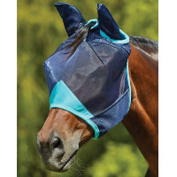 Weatherbeeta ComFiTec Deluxe Feines Netz Fliegenschutzmaske mit Ohren Marine / Türkis