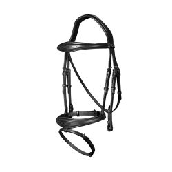 Kombinierte Reithalfter-Trense Anatomisch Dy'on New English Collection Schwarz