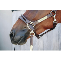 Präsentationsstrick und Kette aus Kentucky-Leder Braun Präsentationsstrick und Kette aus Kentucky-Leder Braun