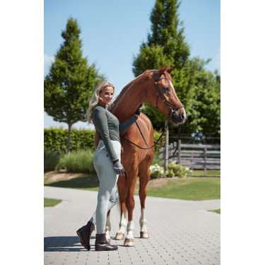 Reithose Damen High Waist Tara Vollbesatz Silikon Horze Aquagrau Blau