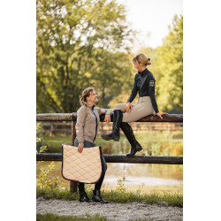 Vielseitige Schabracke B Vertigo Amory mit besticktem B Vertigo Monogramm Beigefarbenes Teck Gelb