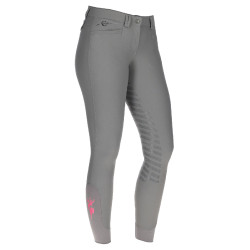Janne x PinkRibbon Vollbesatz-Grip-Reithose Damen Covalliero Graphit Grau