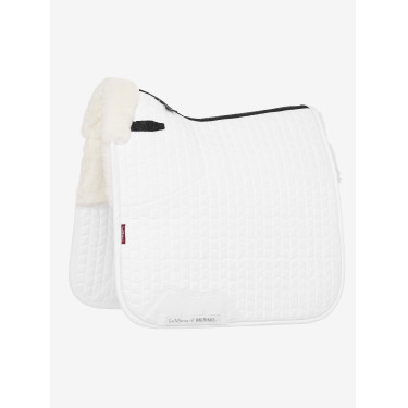 LeMieux Merino+ gefütterte Wildleder-Dressur-Schabracke Weiß / weiß Wei&amp;amp;amp;amp;amp;szlig;