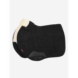 LeMieux stoßdämpfende Satteldecke Merino+ gefüttert Wildleder EuroJump Square Schwarz / Natur