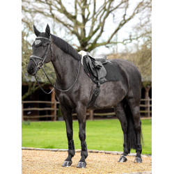 LeMieux stoßdämpfende Satteldecke Merino+ gefüttert Wildleder EuroJump Square Schwarz / Natur