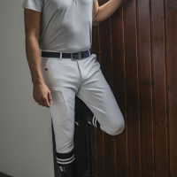 Pantalon d'équitation sans couture grips genoux homme KLkoa Kingsland Blanc Pantalon d'équitation sans couture grips genoux homme KLkoa Kingsland Blanc