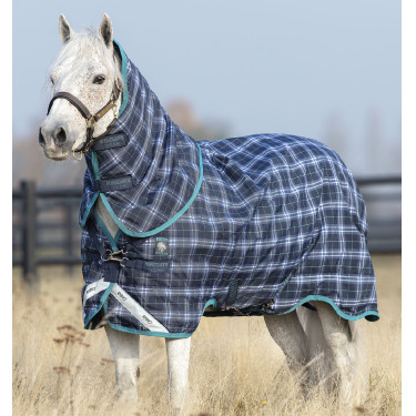 Außendecke Horseware Rhino® Plus Pony 250g Marine kariert / blaugrün Marineblau