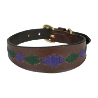 Weatherbeeta Leder-Hundehalsband Polo Lurcher Maron Beaufort / Rosa / Blaugrün Braun