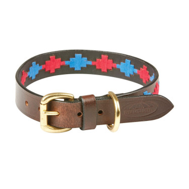 Hundehalsband Weatherbeeta Leder Polo Braun Beaufort / Rosa / Blau