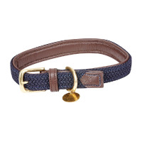 Geflochtenes Lederhundehalsband Weatherbeeta Braun / Marineblau