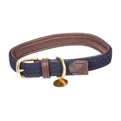 Geflochtenes Lederhundehalsband Weatherbeeta Braun / Marineblau
