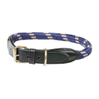 Weatherbeeta Hundehalsband aus Leder und Seil Braun / Marineblau