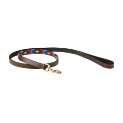 Weatherbeeta Leder-Hundehalsband Polo Braun Cowdray / Rosa / Blau / Gelb Mehrfarbig