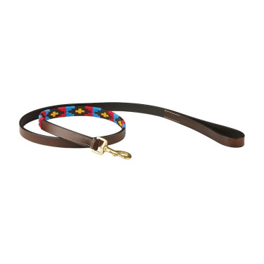 Weatherbeeta Leder-Hundehalsband Polo Braun Cowdray / Rosa / Blau / Gelb Mehrfarbig
