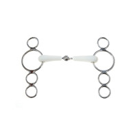 Mullen Gebiss mit 3 Ringen Flexi Korsteel Elfenbein