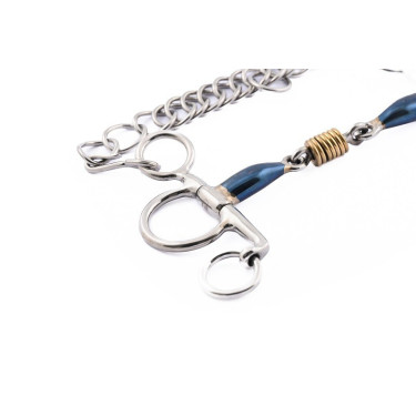 Pelham-Gebiss Jump'In kleine Schenkel doppelt gebrochen Blue Steel und Kupfer Pelham-Gebiss Jump'In kleine Schenkel doppelt gebrochen Blue Steel und Kupfer