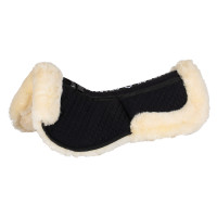 Baumwoll-Schabracke mit Taschen und Schaffell Equestro Schwarz / Natur Baumwoll-Schabracke mit Taschen und Schaffell Equestro Schwarz / Natur