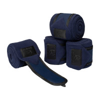 Bandes de polo anti-boulochage avec fermeture velcro Acavallo par 4 Bleu profond / blanc