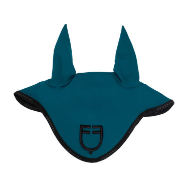 Fliegenhaube aus technischem Gewebe mit GP Equestro-Logo Petrol / Schwarz Blau