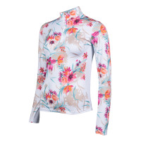HKM Flower Langarm-Funktionsshirt Weiß / leuchtendes Rosa Motive