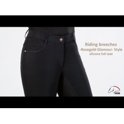 Roségold Glamour Style Reithose mit Vollbesatz aus Sil. HKM Schwarz / Roségold