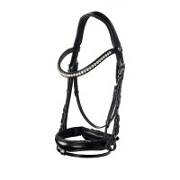 Englisches Lederzaumzeug mit Pailletten ohne Zügel Equestro Schwarz Englisches Lederzaumzeug mit Pailletten ohne Zügel Equestro Schwarz