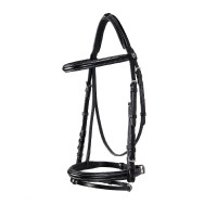 Englisches Lederzaumzeug mit kontrastierenden Nähten Stitched Equestro Schwarz
