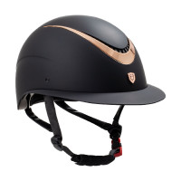 Casque femme Galaxy avec visière large et cadre brillant Equestro Noir / rose gold brillant
