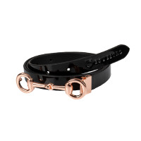 Ceinture brillante femme avec boucle mors Equestro Noir / rose gold