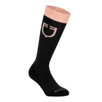 Technische elastische Socken mit kontrastierendem Equestro-Logo Schwarz / Rosa