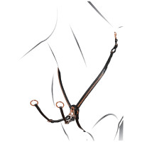 Brustblatt mit Clincher und Gabel aus roségoldenem Leder Equestro Schwarz Brustblatt mit Clincher und Gabel aus roségoldenem Leder Equestro Schwarz