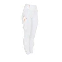 Legging fille cintré avec grip et logo Equestro Blanc / blanc