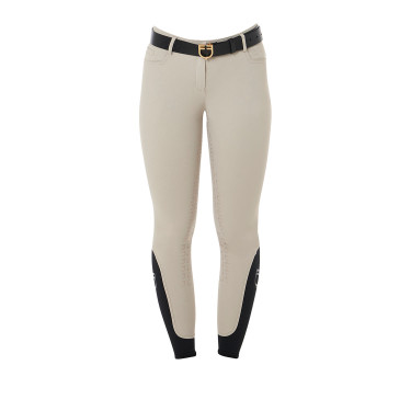 Damenreithose mit Vollbesatz Aria aus technischem Gewebe Equestro Oxford-Tan Rosa