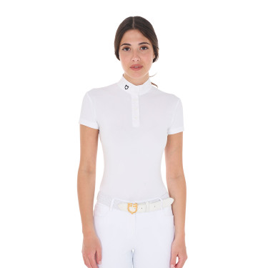 Wettkampfpolo mit Mandarinkragen, tailliert, kurzärmelig, Damen, Sally Equestro