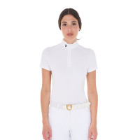 Wettkampf-Poloshirt aus Stretch mit Reißverschluss und Mesh für Damen Taline Equestro Weiß Weiß Wettkampf-Poloshirt aus Stretch mit Reißverschluss und Mesh für Damen Taline Equestro Weiß Weiß