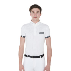 Wettkampf-Poloshirt für Herren, tailliert, kurzärmelig mit schwarzen Einsätzen Garen Equestro