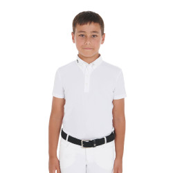 Wettkampf-Poloshirt Jungen tailliert kurzärmelig 4 Knöpfe Arsen Equestro