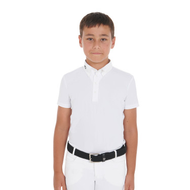 Wettkampf-Poloshirt Jungen tailliert kurzärmelig 4 Knöpfe Arsen Equestro