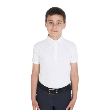 Wettkampf-Poloshirt Jungen tailliert kurzarm 4 Knöpfe Equestro
