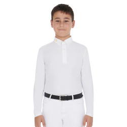 Langarm-Poloshirt für Jungen aus technischem Fleecegewebe Warm+ Equestro