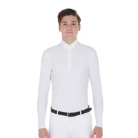 Polo manches longues en tissu polaire technique homme Warm+ Equestro Blanc
