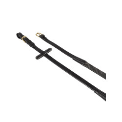 Italienische Leder- und Gummizügel 1,9 cm Kris mit Messingschnallen Equestro Schwarz