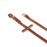 Italienische Leder- und Gummizügel 1,9 cm Kris mit Messingschnallen Equestro Cognac Braun